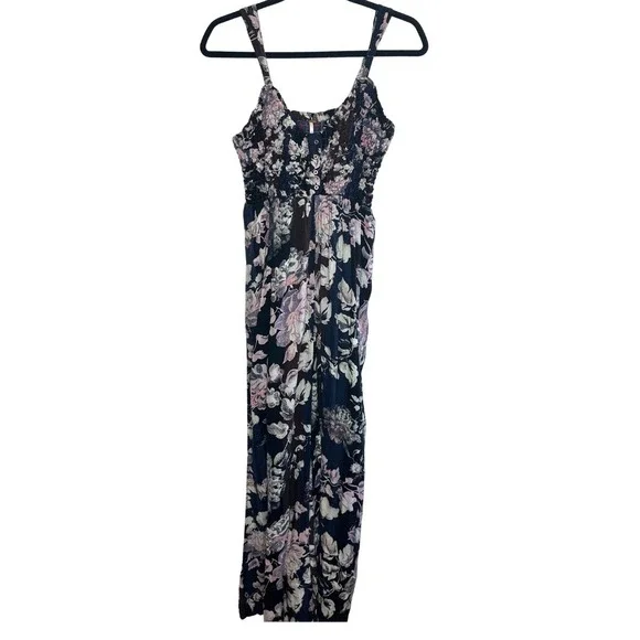 NWT Free People Melrose Wide Leg Jumpsuit Size XS Floral Print Smocked Waist - Picture 3 of 8
